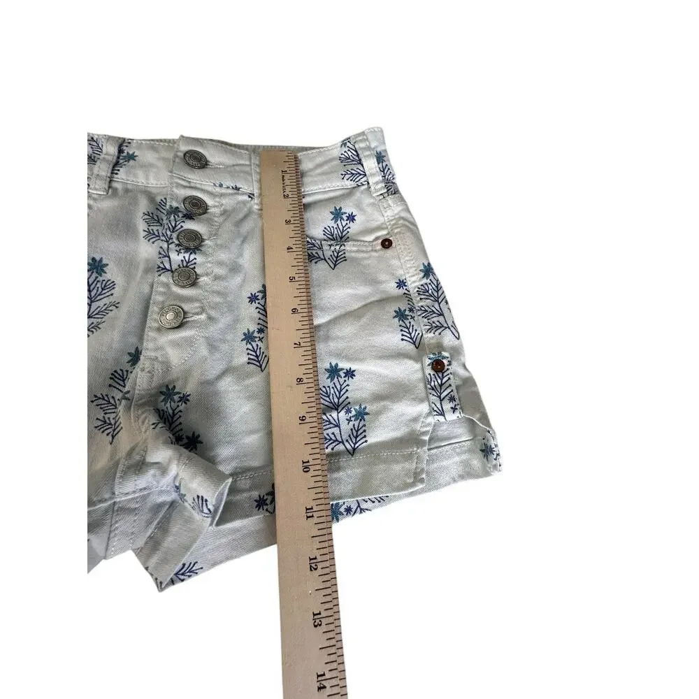 Anthropologie Pilcro Shorts Denim Floral Print High Rise in Size 26 *Read* - Picture 6 of 13